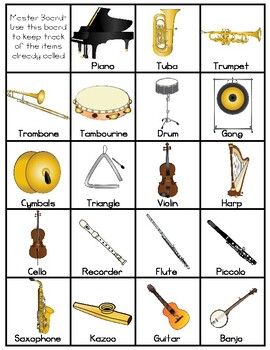 Musical Instrument Bingo By Preschool Productions TpT