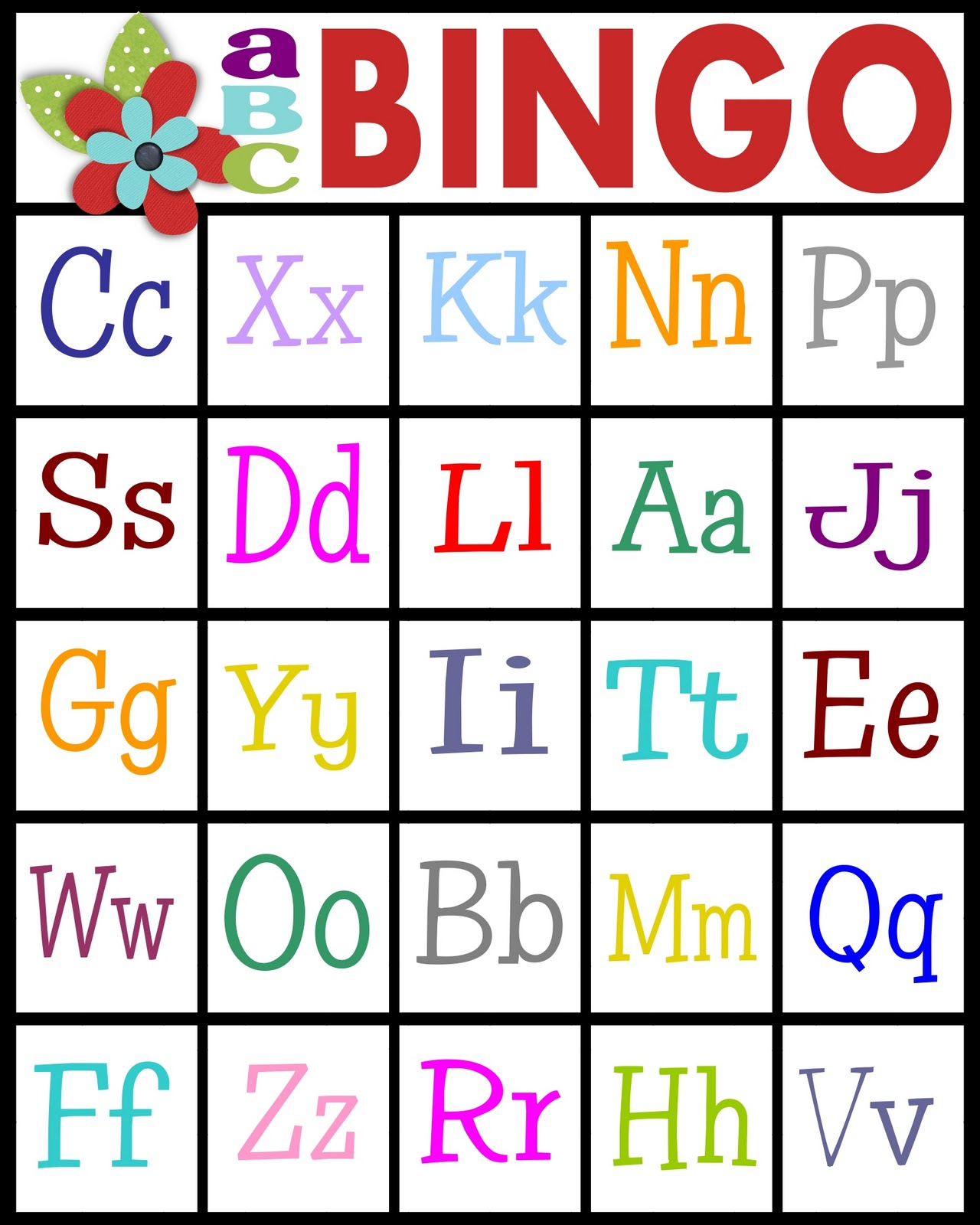 NEW ALPHABET BINGO Alphabet