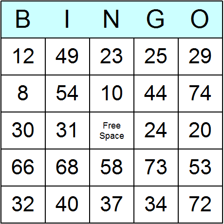 Numbers 1 To 75 Bingo Cards Printable Bingo Activity 