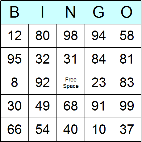 Numbers 1 To 99 Bingo Cards Printable Bingo Activity Numbers 1 To 99 Bingo Cards Printable Bingo Activity