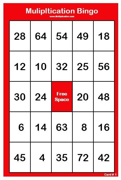 Other Products Multiplication Math Bingo