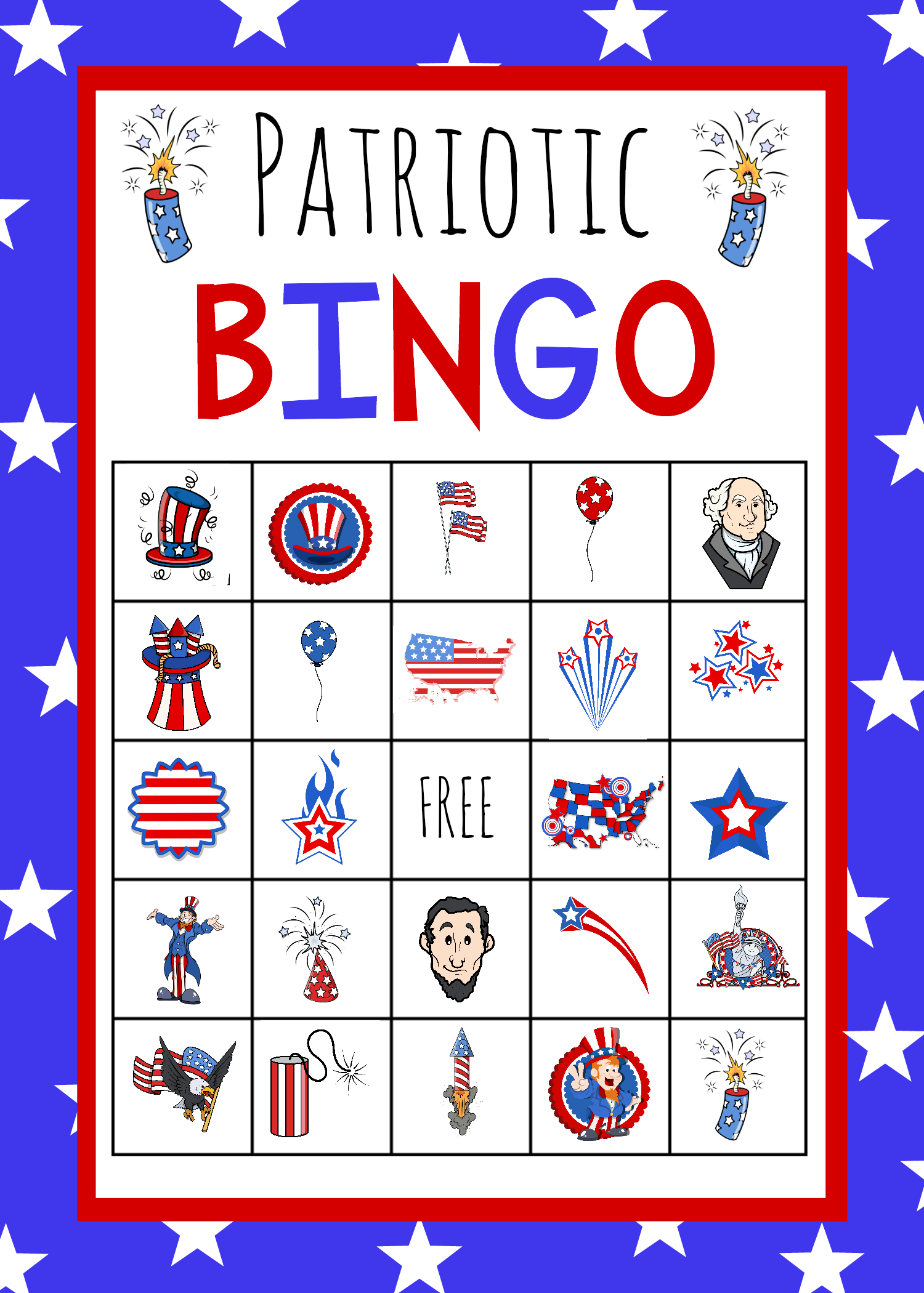 Patriotic 4th Of July Bingo Game To Print