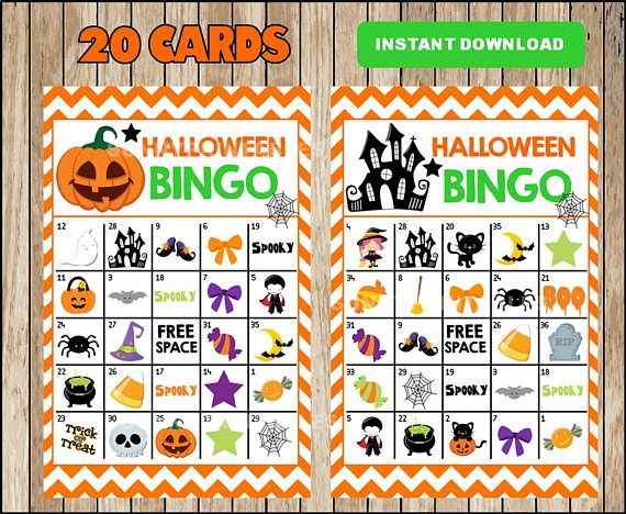 Printable 20 Halloween Bingo Cards Printable Halloween 