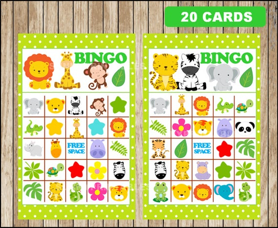 Printable 20 Safari Bingo Cards Printable Safari Baby Shower
