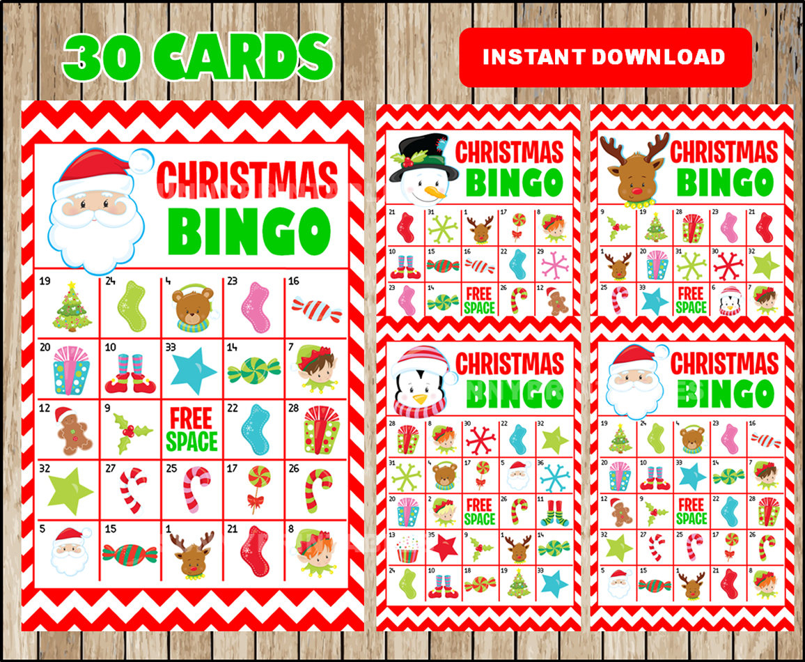 Printable 30 Christmas Bingo Cards Printable Christmas Bingo Printable 30 Christmas Bingo Cards Printable Christmas Bingo
