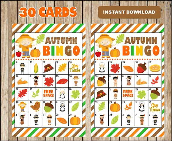 Printable 30 Fall Autumn Bingo Cards Printable Harvest Bingo Printable 30 Fall Autumn Bingo Cards Printable Harvest Bingo
