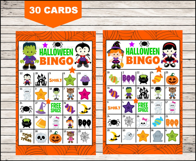 Printable 30 Halloween Bingo Cards Printable Halloween