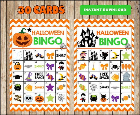 Printable 30 Halloween Bingo Cards Printable Halloween Bingo