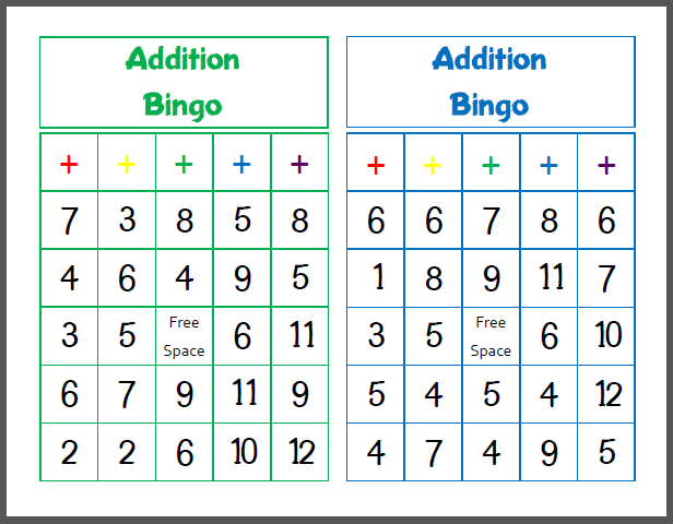 Printable Addition Bingo Homeschool Math Curriculum