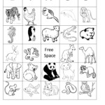 Printable Animal Bingo Card 4 Black And White Coloring