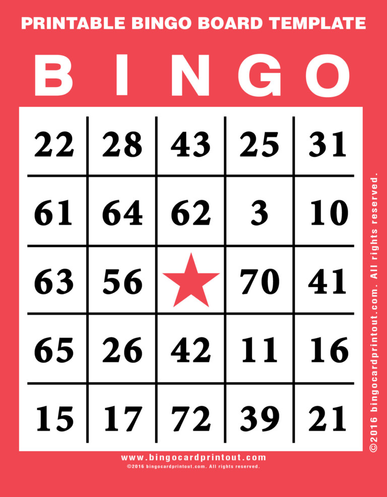 Printable Bingo Board Template BingoCardPrintout