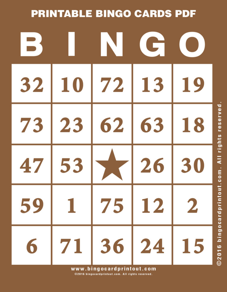 Printable Bingo Cards PDF BingoCardPrintout