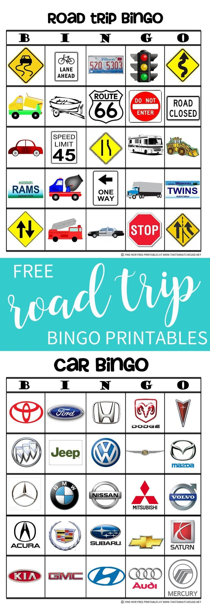 Road Trip Bingo Game Free Printable That s What Che Said 