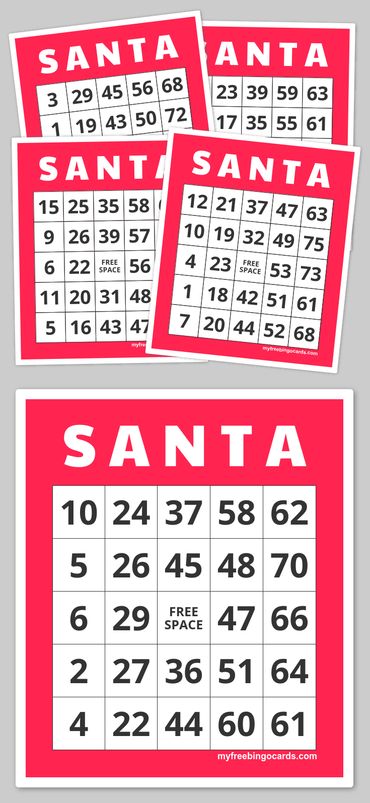 S A N T A BINGO Free Printable Bingo Cards Bingo Cards 