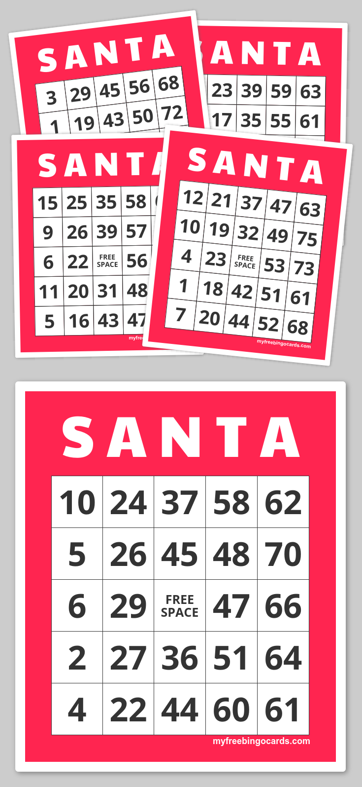 S A N T A BINGO Free Printable Bingo Cards Bingo Cards