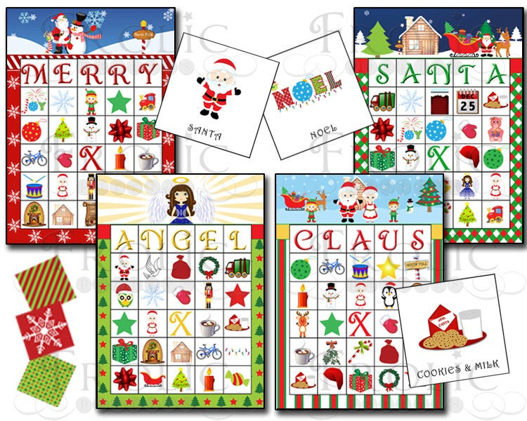 SALE Christmas Bingo 40 Printable Cards INSTANT By 