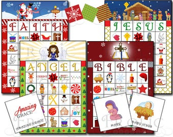 SALE Christmas Bingo 40 Printable Cards INSTANT By 