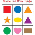 Shapes And Colors Bingo Game Cards 3x3 Preschool Colors