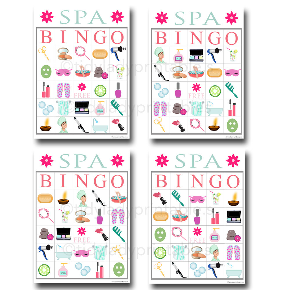 Spa Bingo Printable Game Girls Party Game Spa Party Beauty