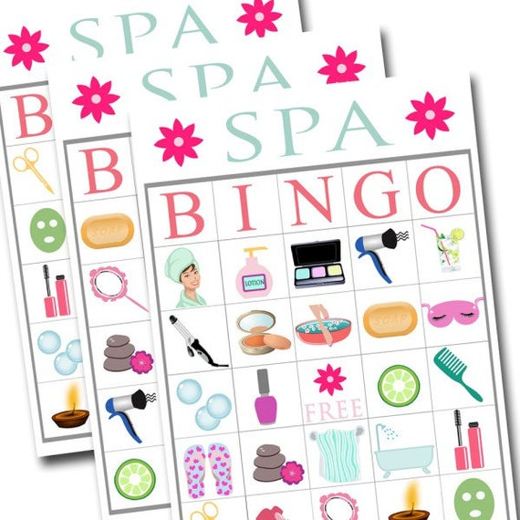 Spa Bingo Printable Game Girls Party Game Spa Party Beauty