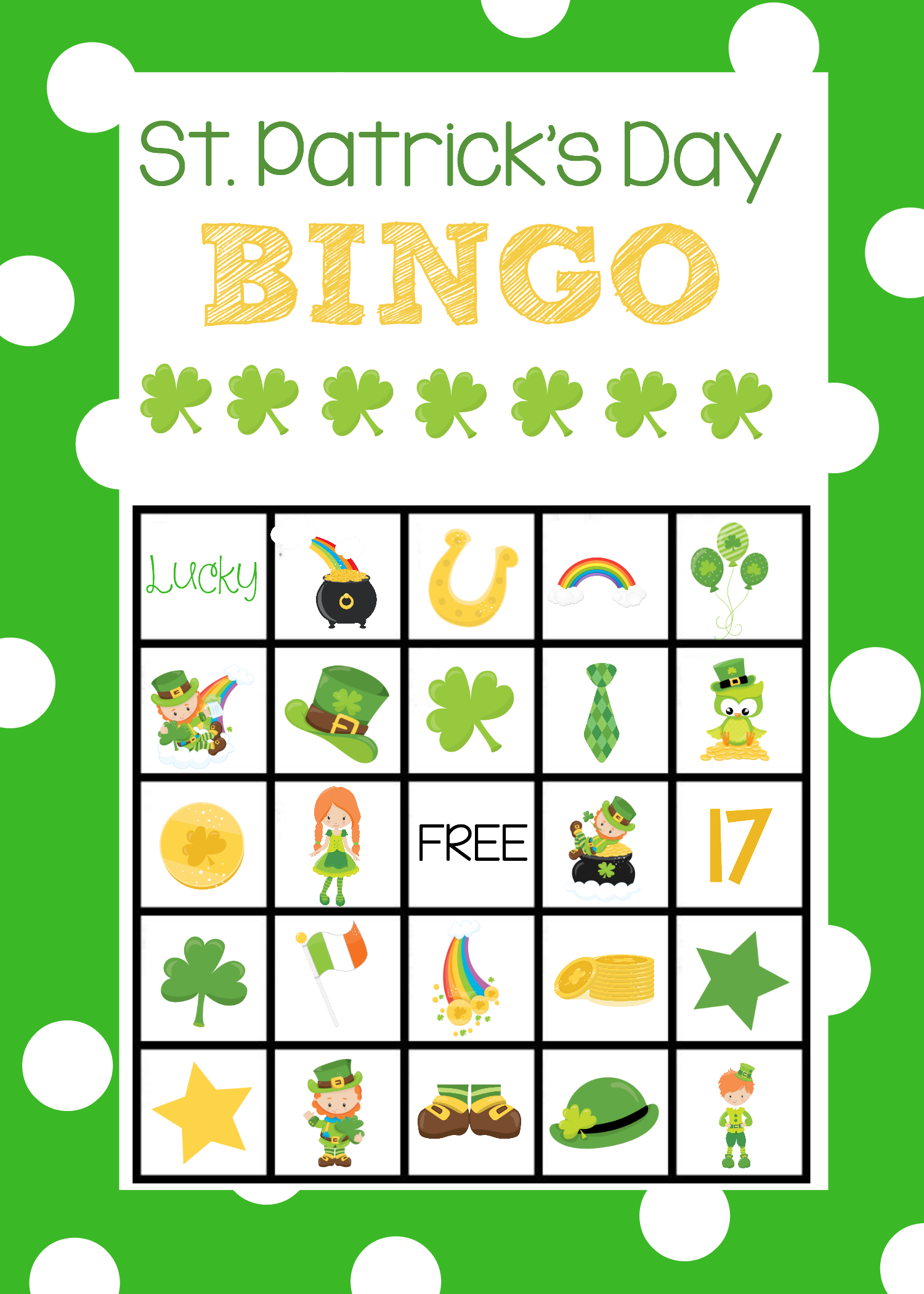 St Patrick s Bingo Cards Crazy Little Projects