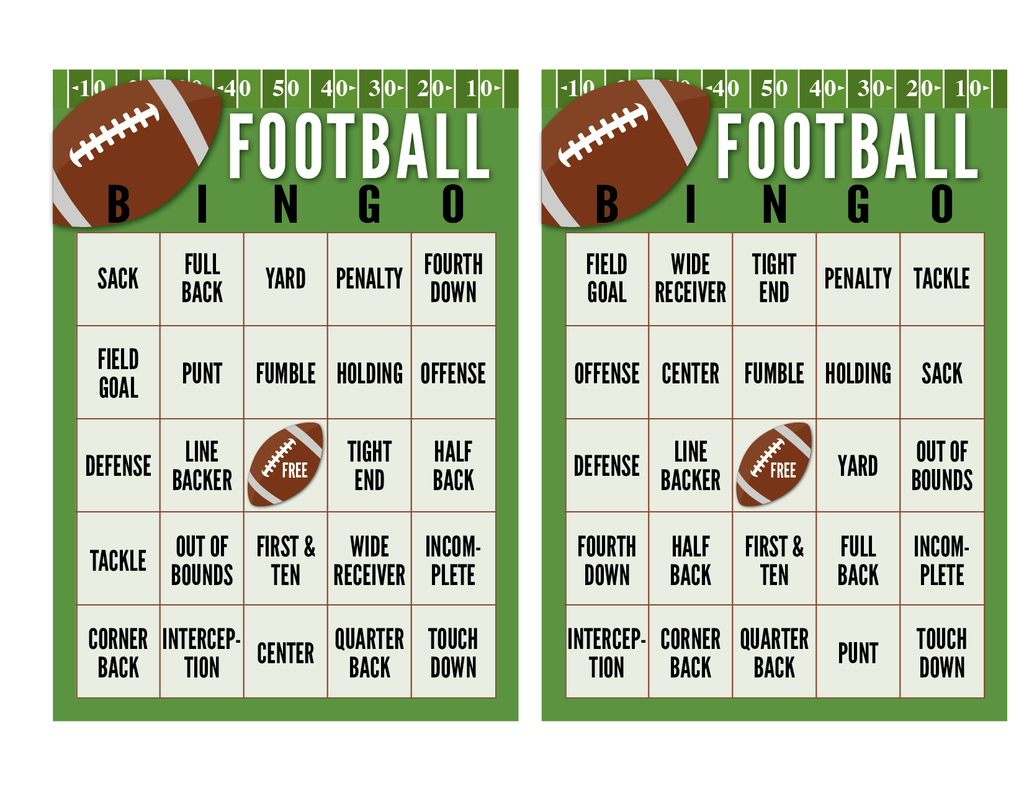 Super Bowl Football Bingo Cards FREE PRINTABLE The 
