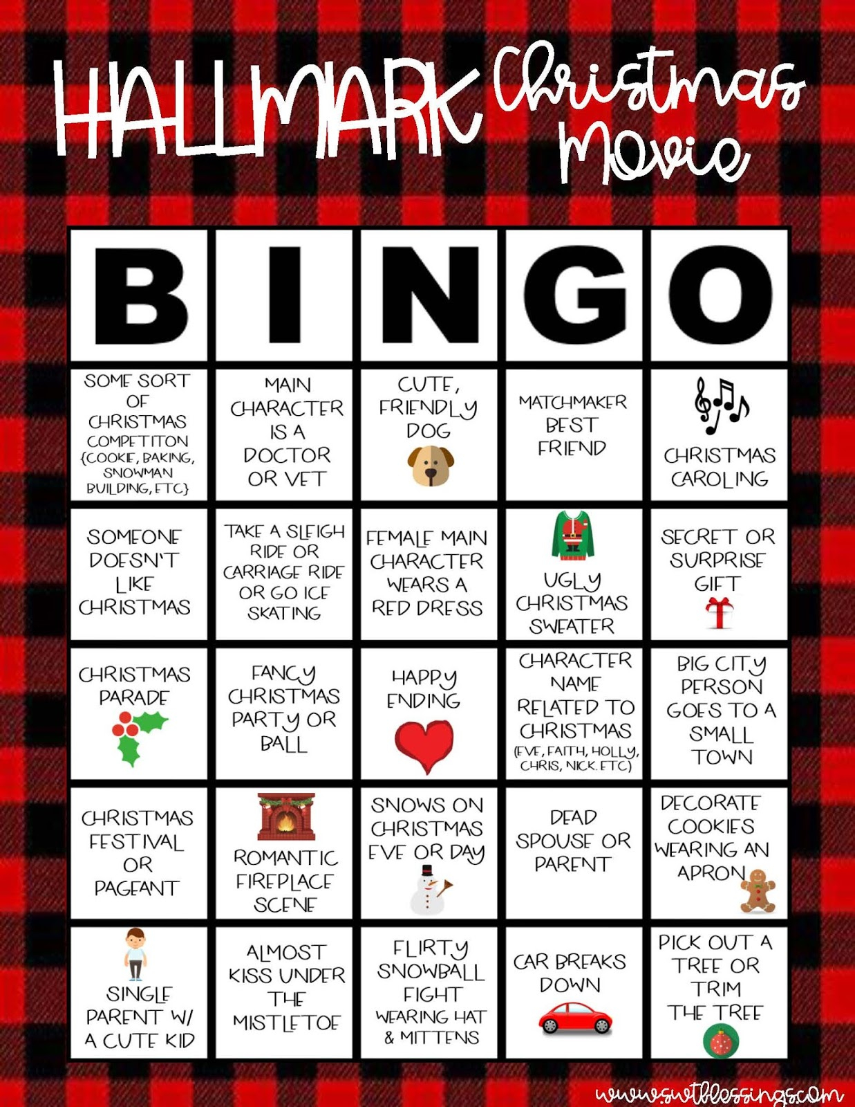 Sweet Blessings Hallmark Christmas Movie Bingo