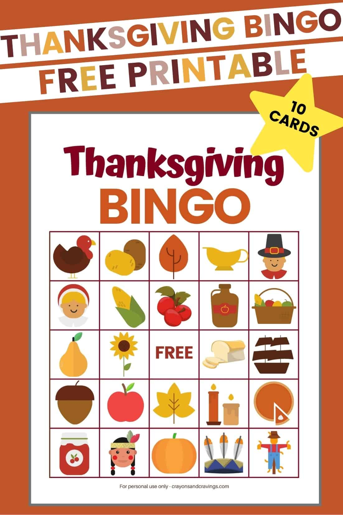 Thanksgiving Bingo Game FREE Printable 