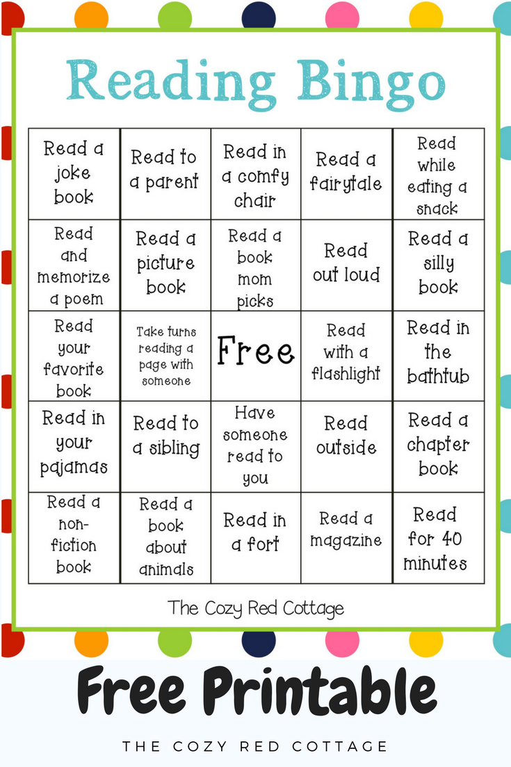The Cozy Red Cottage Reading Bingo Free Printable 