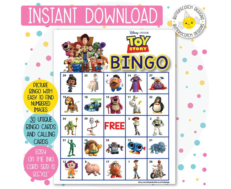 Toy Story Printable Bingo Cards 30 Different Cards Instant 