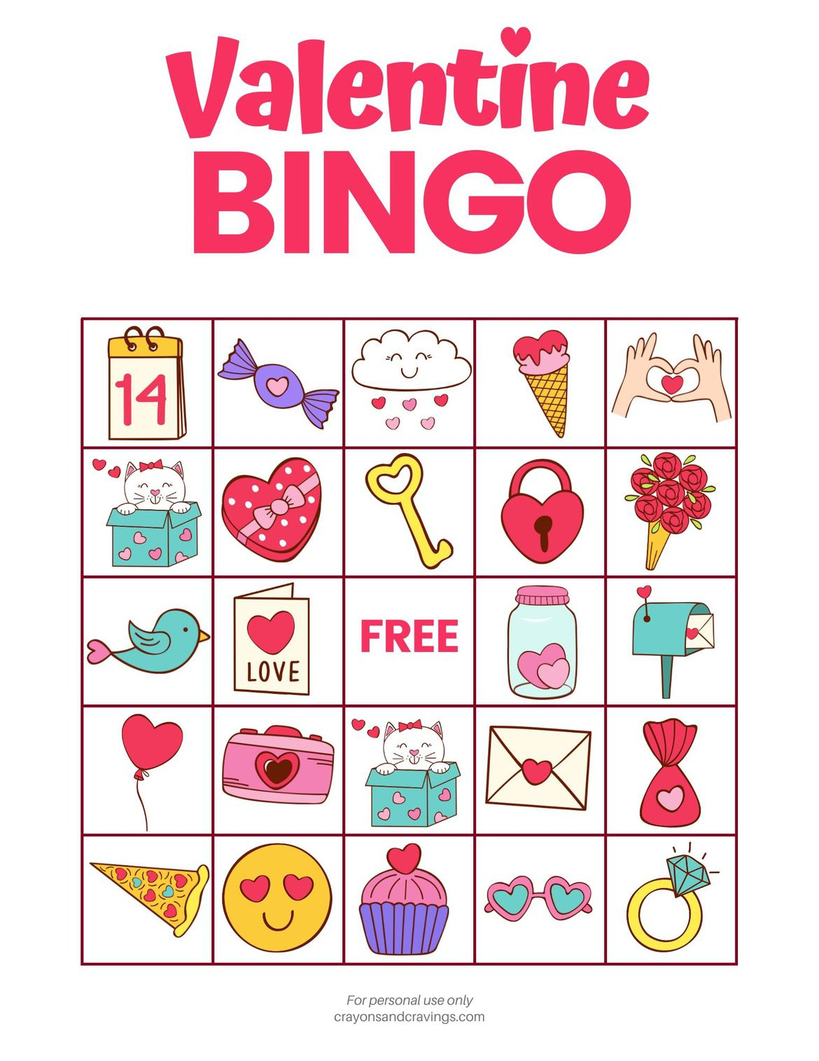 Valentine Bingo FREE Printable Valentine s Day Game With 