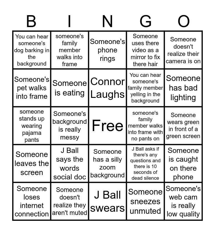 Zoom Bingo Card Zoom Bingo Card