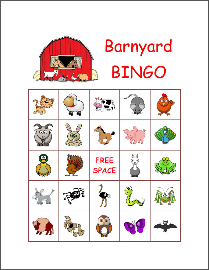 100 Barnyard Animal Themed Picture Bingo Cards By 