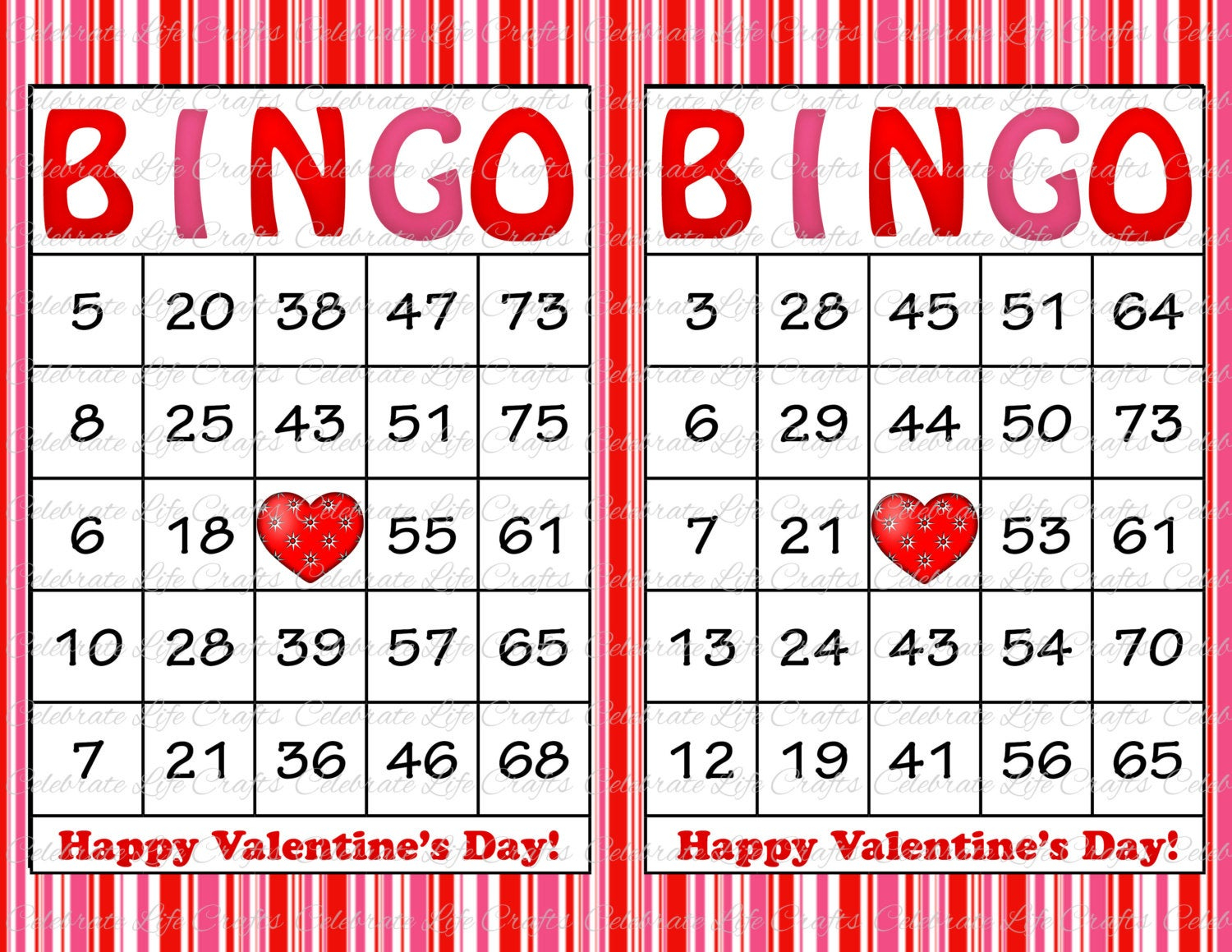100 Valentine Bingo Cards Printable By CelebrateLifeCrafts