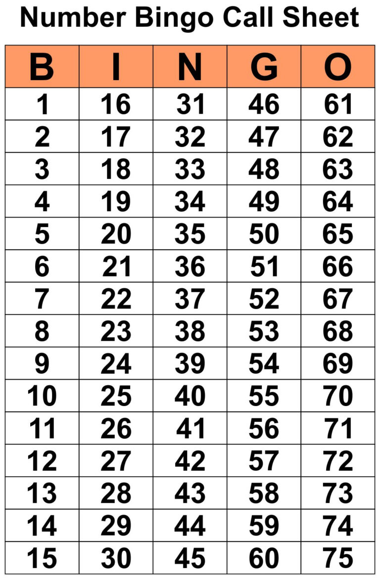 5 Best Printable Bingo Calling Cards Printablee