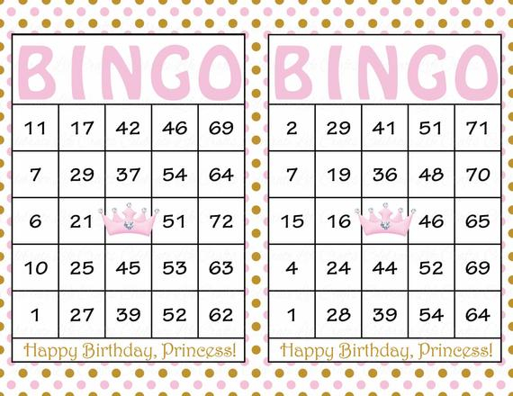 60 Birthday Printable Bingo Cards Instant Download Pink