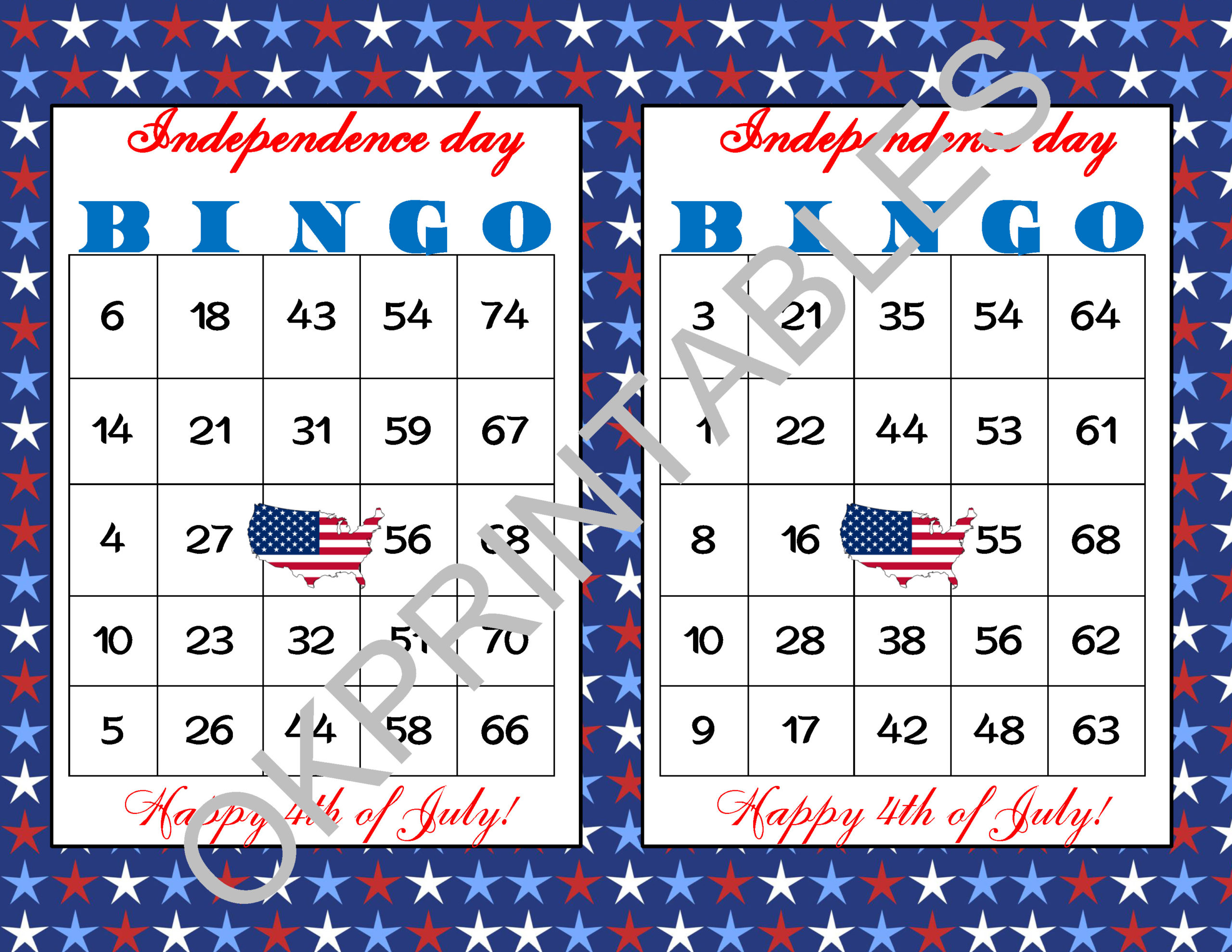 60 Happy 4th Of July Bingo Cards Printable Independence 