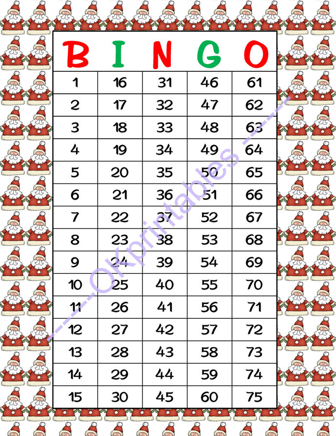 60 Merry Christmas Bingo Cards Instant Okprintables