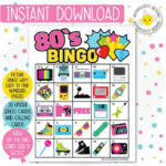 80s Retro Themed Printable Bingo Cards 30 Different Cards