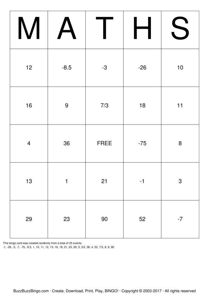 Algebra Bingo Cards To Download Print And Customize Algebra Bingo Cards To Download Print And Customize