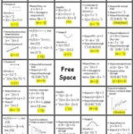 Algebra I First Semester Review Bingo Algebra Combining