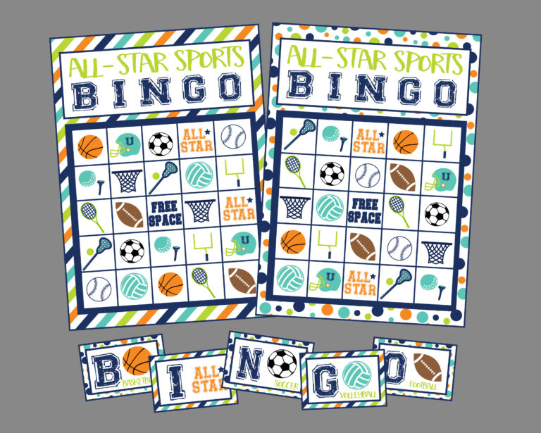 All Star Sports Bingo Game Printable Bingo Game Set Incl