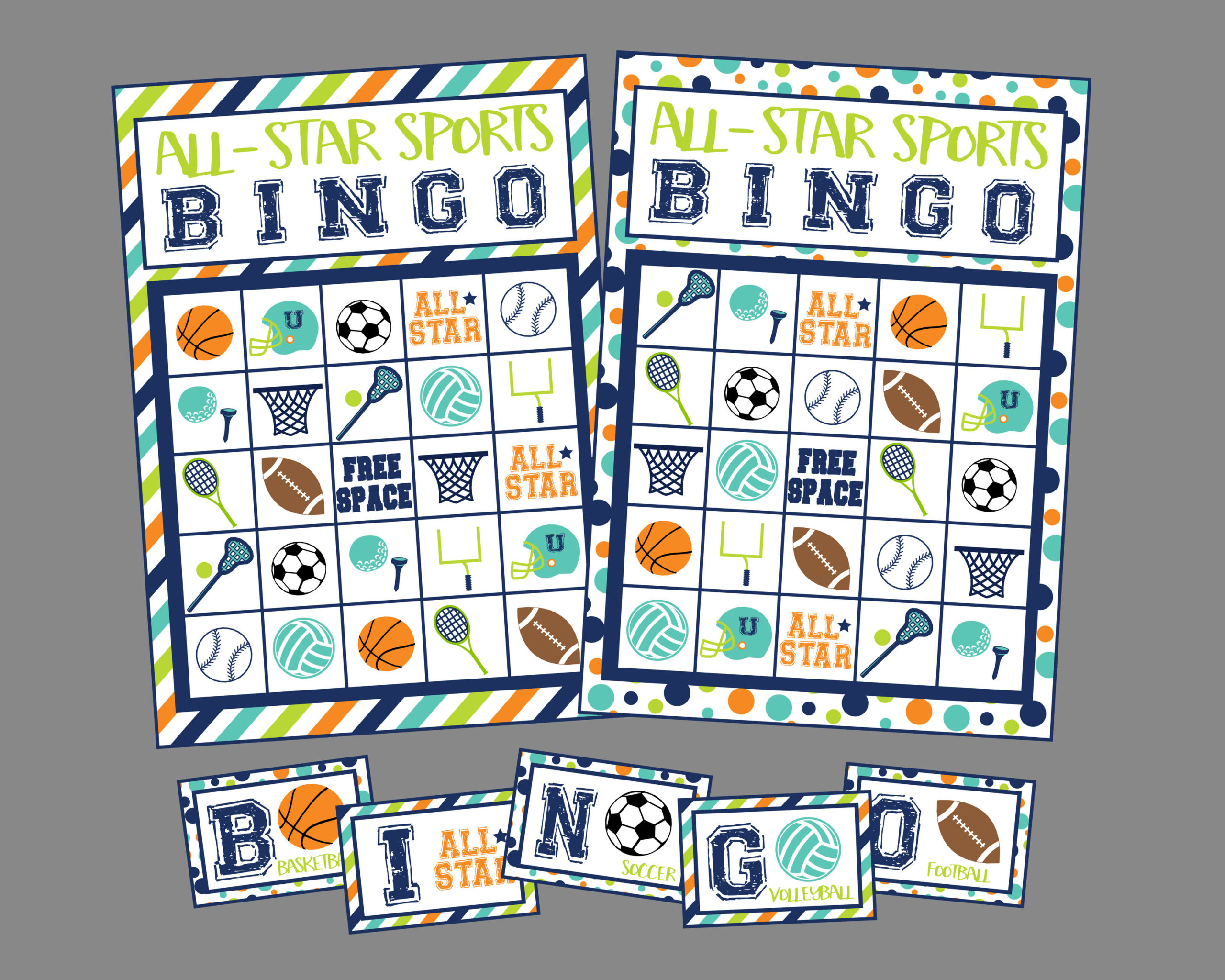 All Star Sports Bingo Game Printable Bingo Game Set Incl 