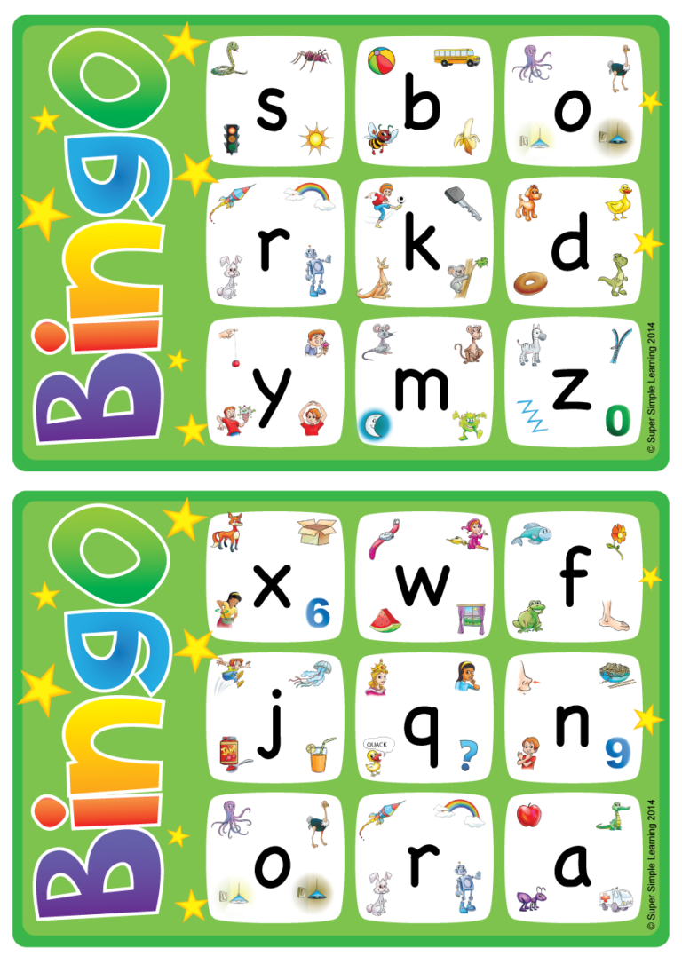 Alphabet Vocabulary Bingo Game Lowercase Letters A z