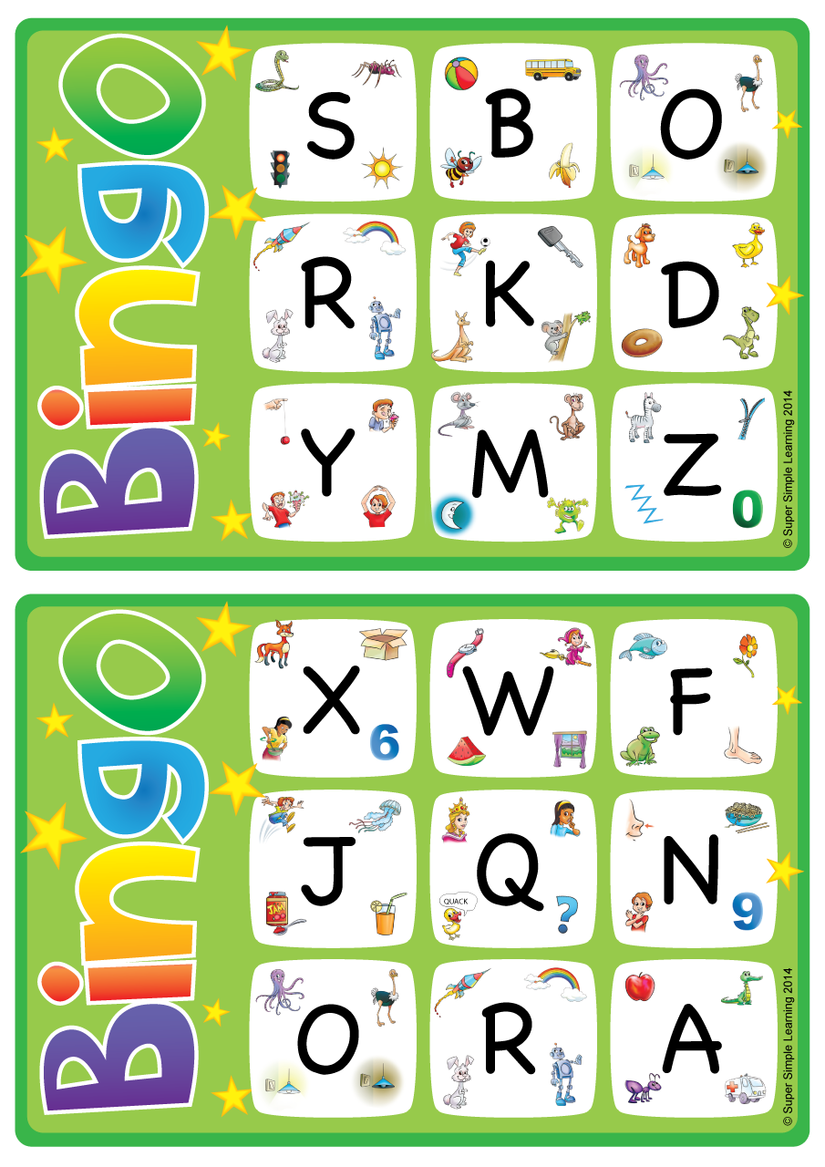 Alphabet Vocabulary Bingo Game Uppercase Letters A Z 