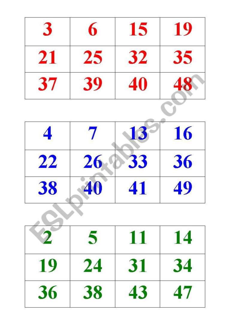 Bingo Cards Printable 1 50 Printable Bingo Cards