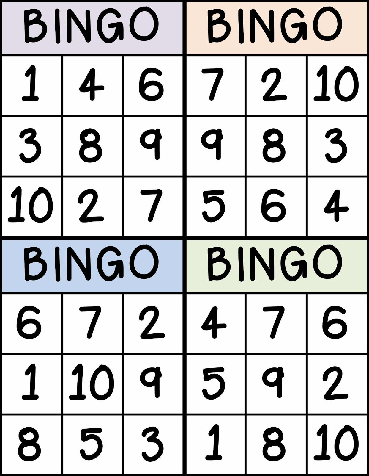 Bingo For Numbers 1 10 Great For Preschool Number 