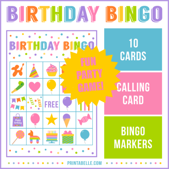 Birthday Party Bingo Game Printable Printable Party Birthday Party Bingo Game Printable Printable Party
