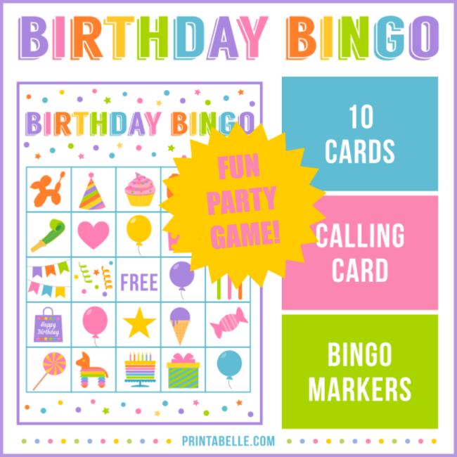 Birthday Party Bingo Game Printable Printable Party 