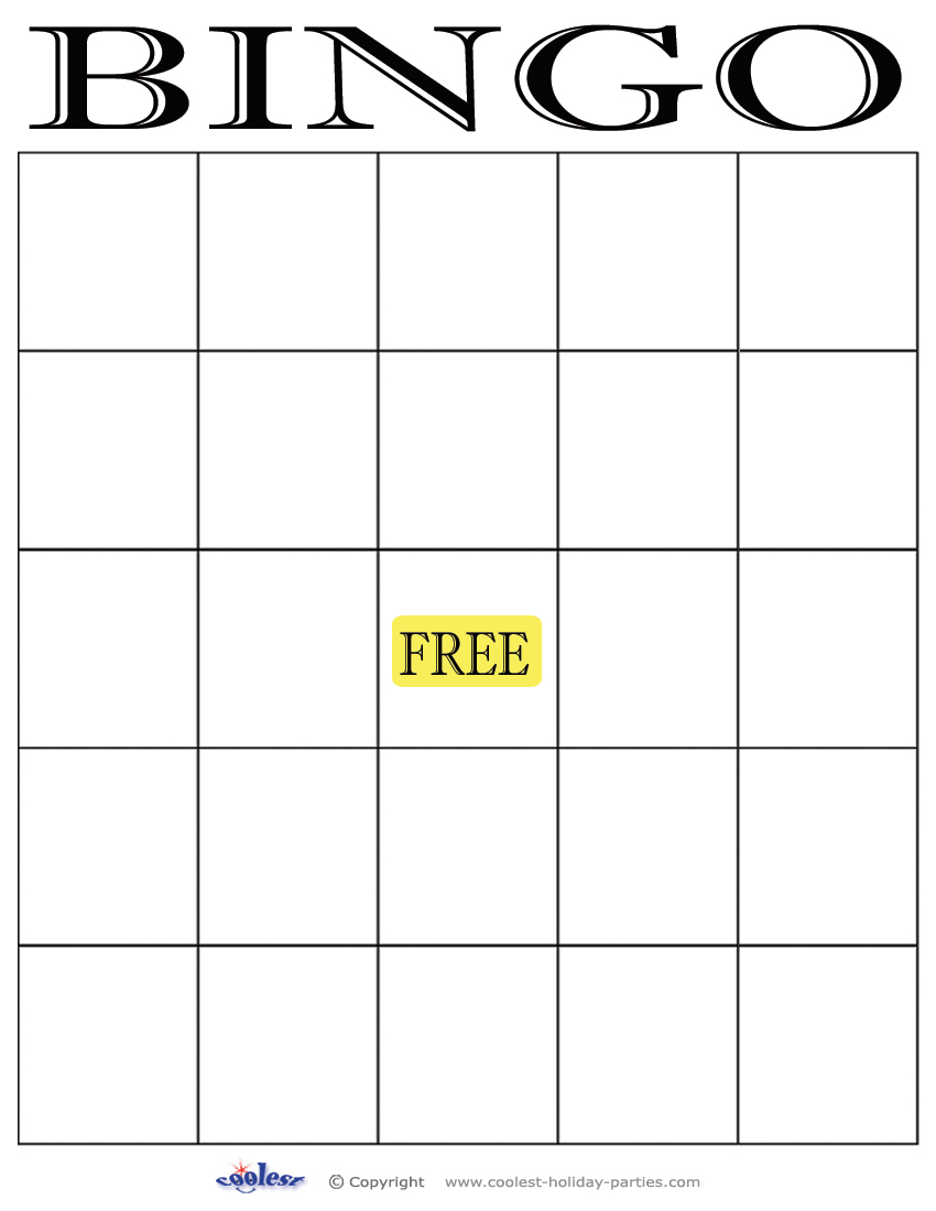 Blank bingo 5x5 Coolest Free Printables